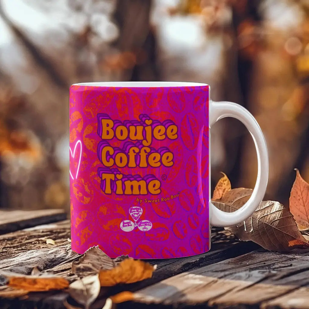 Gift glam with our Boujee Coffee Time© neon coffee bean mug. A bold boutique pick for lovers creatives and confidence