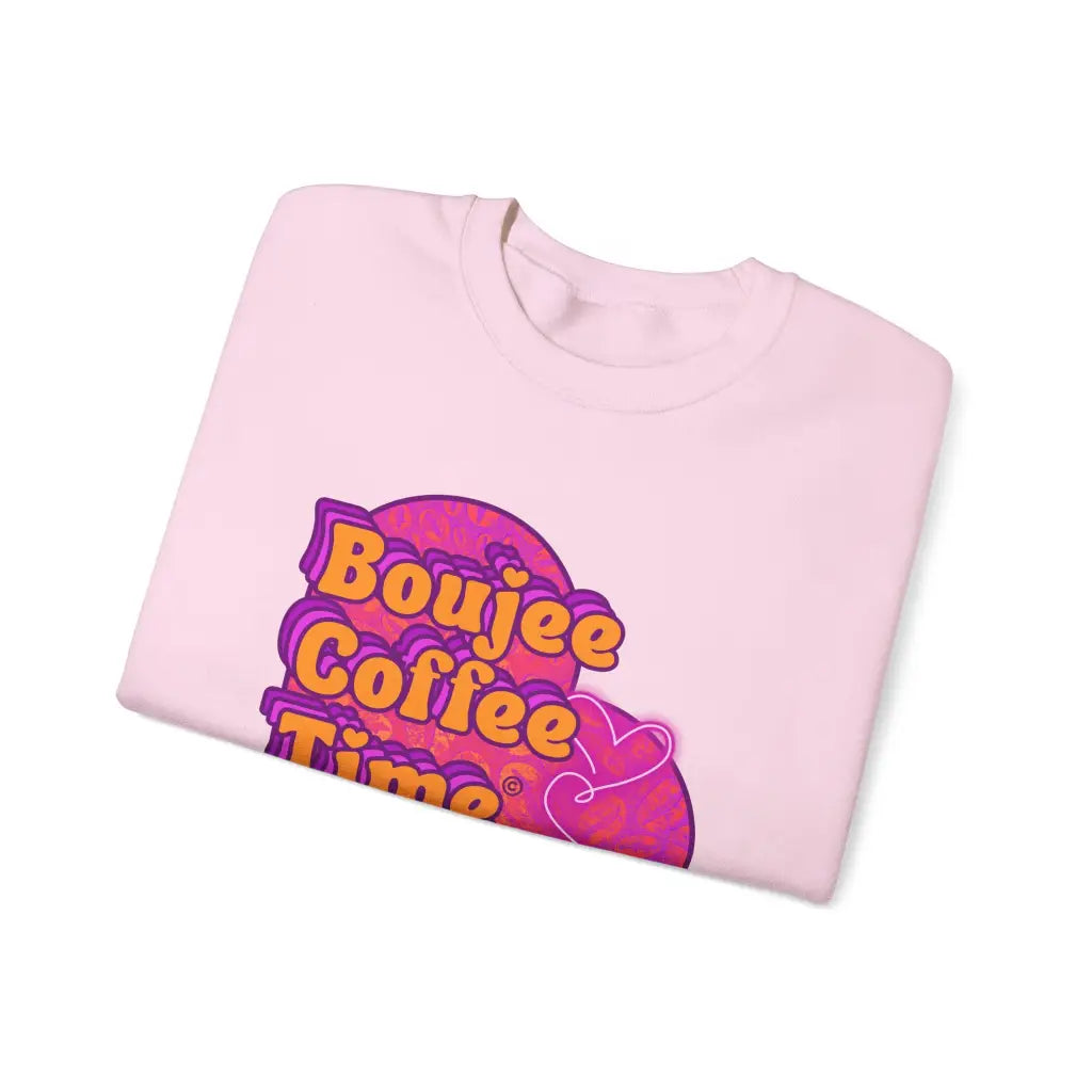 Cozy up in style with the Boujee Coffee Time sweatshirt. Available Ash Black Light Pink and Sport Gray perfect