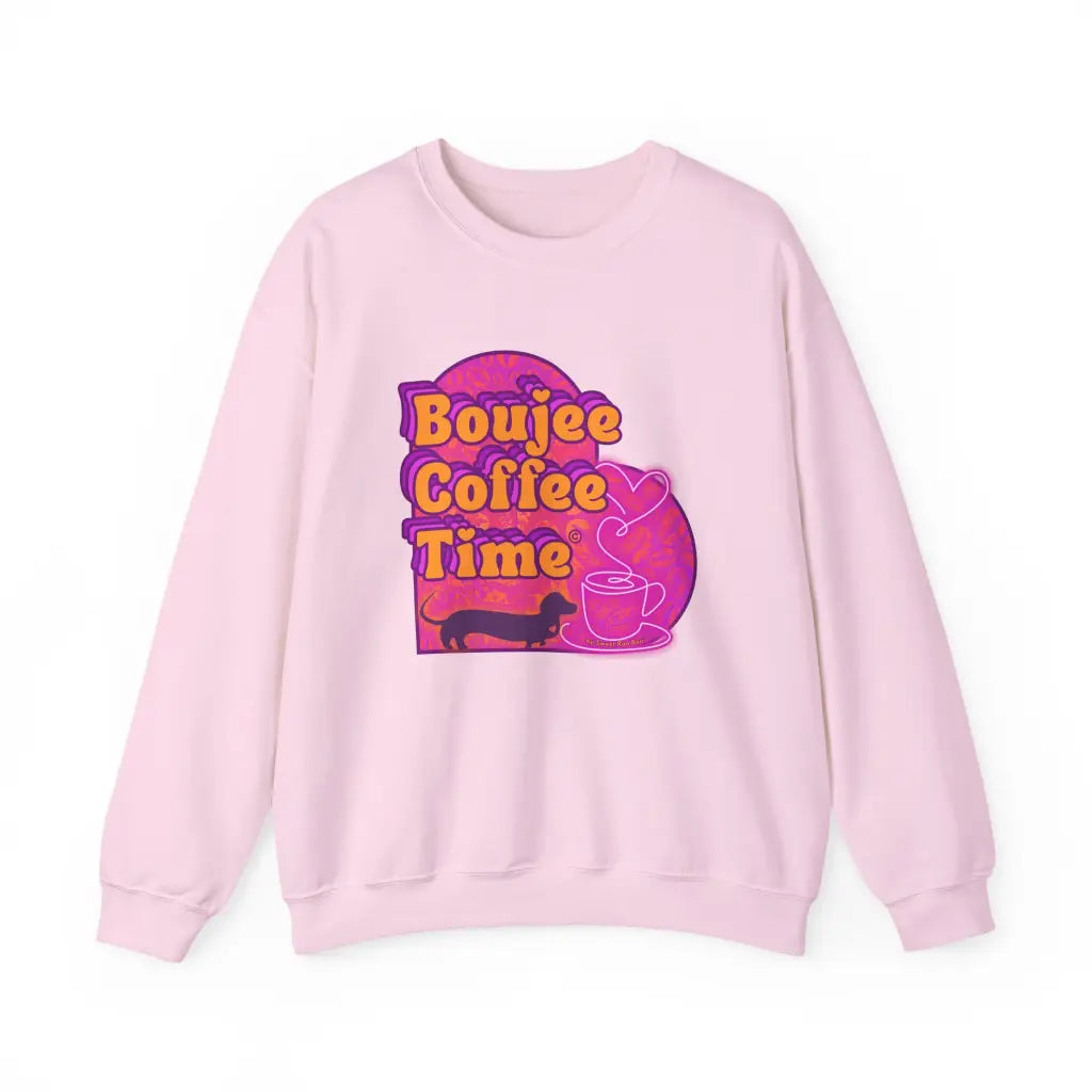 Cozy up in style with the Boujee Coffee Time sweatshirt. Available Ash Black Light Pink and Sport Gray perfect