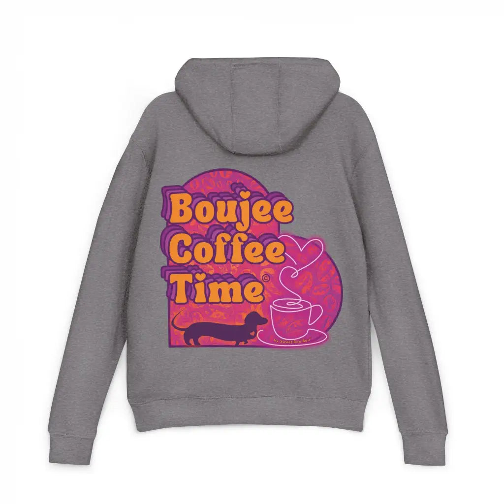 Cozy unisex French terry hoodie with bold coffee graphics. Available in sizes XS to 3XL for every Boujee Coffee lover’s
