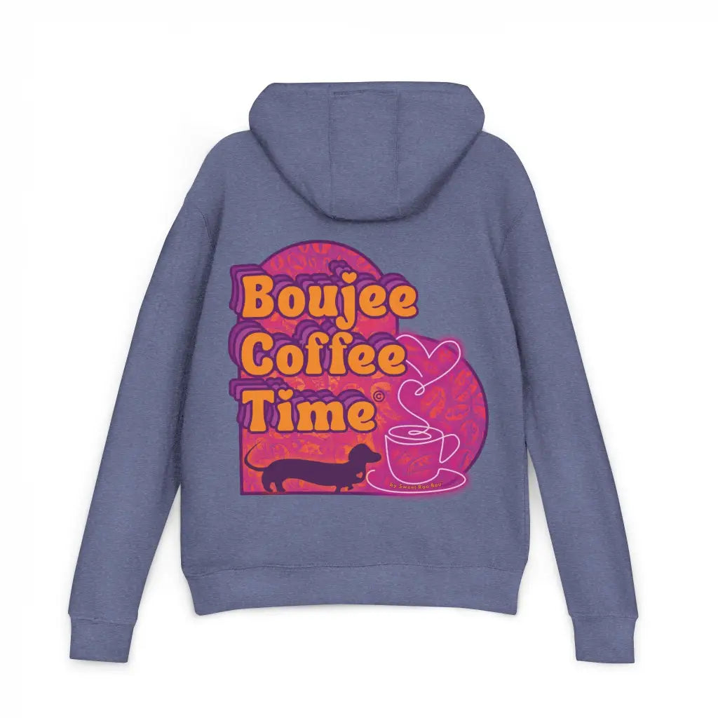 Cozy unisex French terry hoodie with bold coffee graphics. Available in sizes XS to 3XL for every Boujee Coffee lover’s