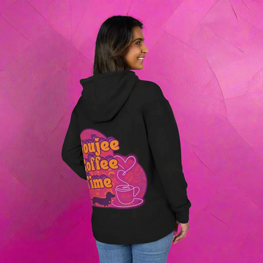 Cozy unisex French terry hoodie with bold coffee graphics. Available in sizes XS to 3XL for every Boujee Coffee lover’s