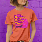 Boujee Coffee Time® Sporty Tee in bold colors moisture-wicking fabric and sizes XS to 4XL. Plus-size friendly