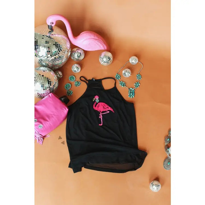 Boujee Flamingo Tank Top - MESH TANK TOP