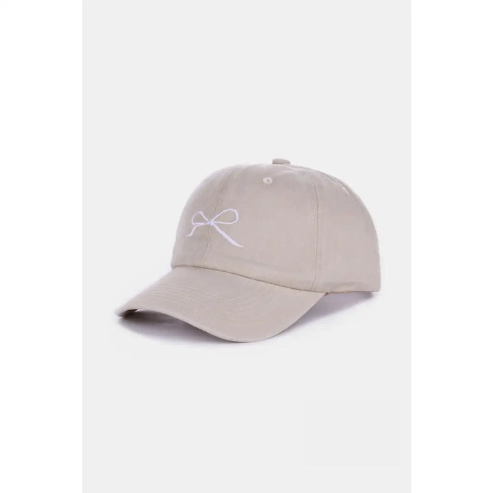 Bow Embroidered Washed Cotton Caps (Multiple Color Options)