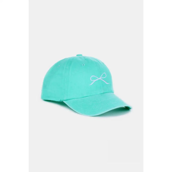 Bow Embroidered Washed Cotton Caps (Multiple Color Options)