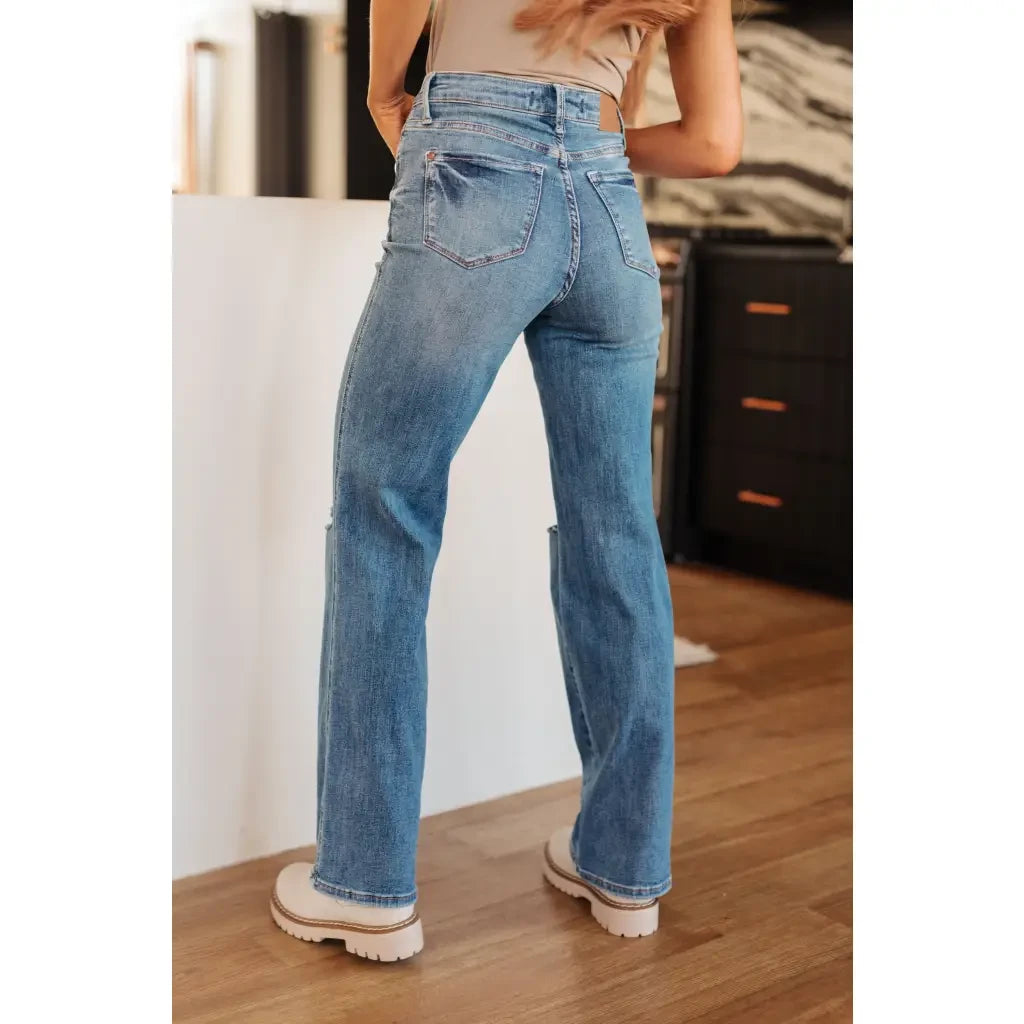 Our Bree High Rise Control Top Distressed Straight Jeans from Judy Blue are the perfect blend of fashion and function.