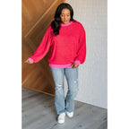 Our Bright as Lights Oversized Pink Pullover is made from lightweight French Terry and an elevated stretchy sweatshirt.