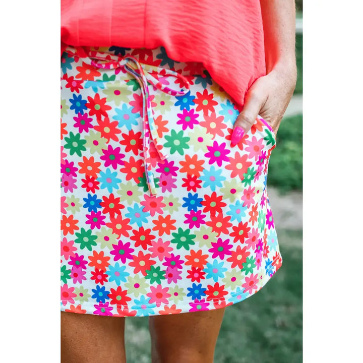 Bright Blooms Floral Skort - skort