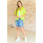Neon citrus plus size oversized blouse with functional buttons and drop shoulders. Solves the comfy + chic style