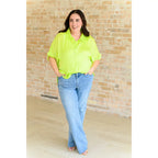 Neon citrus plus size oversized blouse with functional buttons and drop shoulders. Solves the comfy + chic style