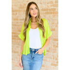 Neon citrus plus size oversized blouse with functional buttons and drop shoulders. Solves the comfy + chic style