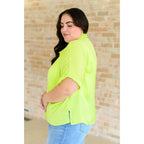 Neon citrus plus size oversized blouse with functional buttons and drop shoulders. Solves the comfy + chic style