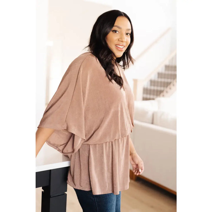 Bronzed Daze Draped V-Neck Blouse - Blouses