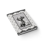 Cute and chic dachshund hardcover journal printed edge to in black white lace polka dots. 128 pages for journaling
