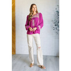 Magenta embroidered blouse with floral details. Flowy feminine and available in plus sizes for the perfect boutique fit.