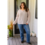 Chill out in style wearing our Calm In The Chaos V-Neck Sweater! This lightweight semi-sheer beige waffle knit sweater