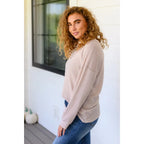 Chill out in style wearing our Calm In The Chaos V-Neck Sweater! This lightweight semi-sheer beige waffle knit sweater