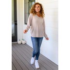 Chill out in style wearing our Calm In The Chaos V-Neck Sweater! This lightweight semi-sheer beige waffle knit sweater