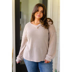 Chill out in style wearing our Calm In The Chaos V-Neck Sweater! This lightweight semi-sheer beige waffle knit sweater