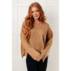 Our Caramel Feelings Boatneck Sweater features a wide boat neckline and dropped shoulder chest pocket that gives