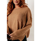 Our Caramel Feelings Boatneck Sweater features a wide boat neckline and dropped shoulder chest pocket that gives