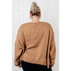 Our Caramel Feelings Boatneck Sweater features a wide boat neckline and dropped shoulder chest pocket that gives