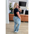 Our Caroline Mid Rise Tummy Control Flare Jeans are the perfect combination of style and comfort! With its tummy