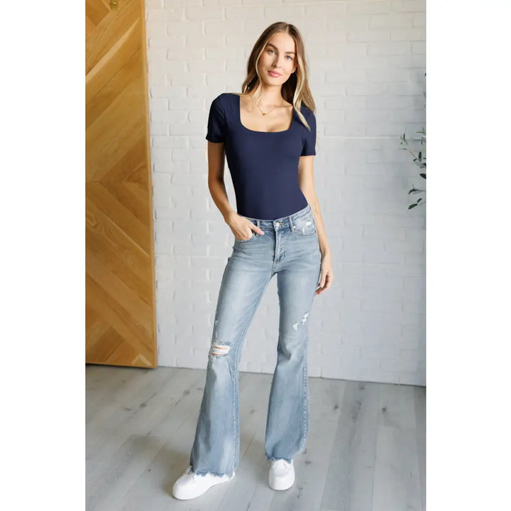 Caroline Mid Rise Tummy Control Flare Jeans - Womens