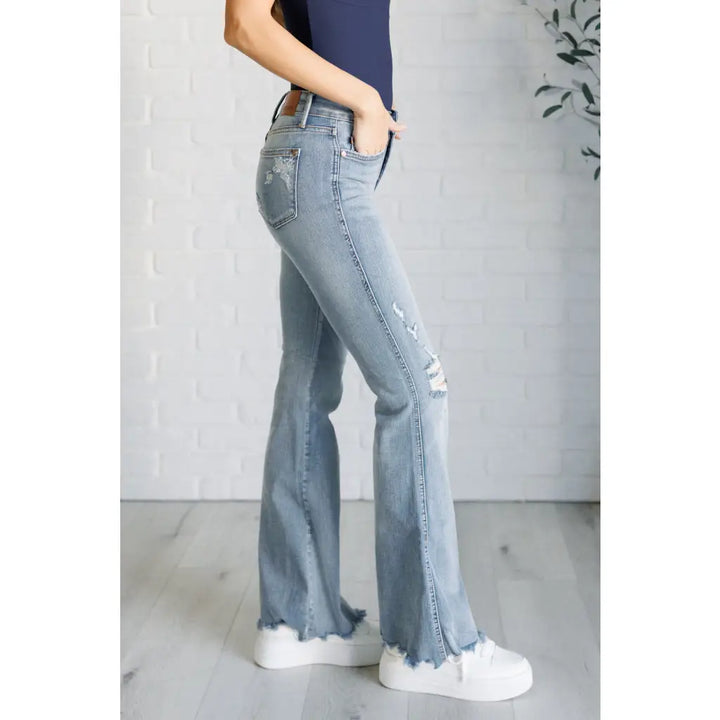 Caroline Mid Rise Tummy Control Flare Jeans - Womens