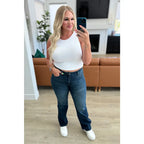 Upgrade your professional casual wardrobe with our Casual Day Mid Rise Control Top Judy Blue Jeans. The straight cut