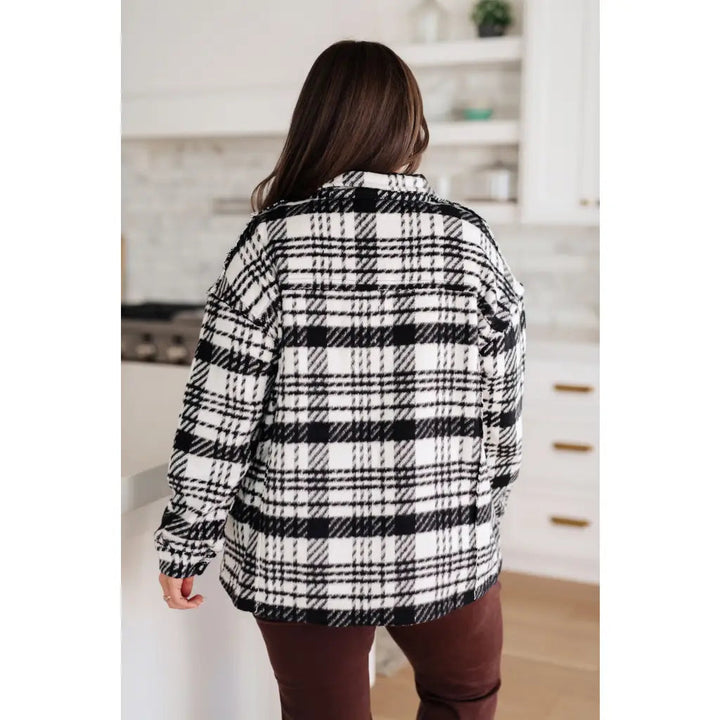 Cate Plaid Shacket in Black & White