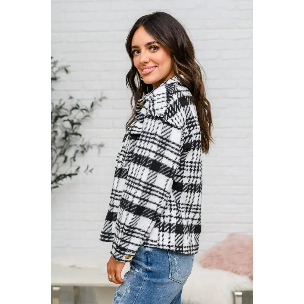 Pieces like our Cate Plaid Shacket In Black & White are hard to come by so make sure snag it while you can! Made