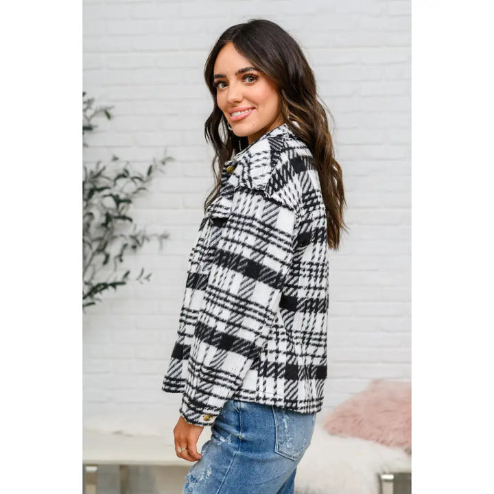 Cate Plaid Shacket in Black & White