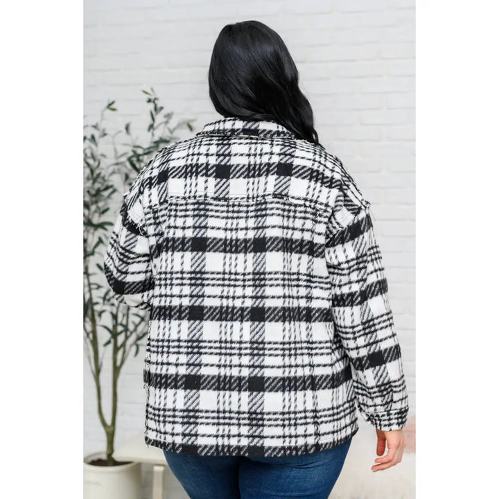 Cate Plaid Shacket in Black & White