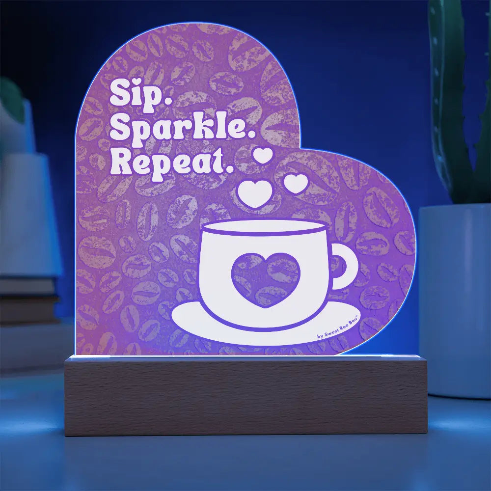 Add sparkle to your coffee bar with this heart-shaped LED acrylic plaque! A bold gift for lovers besties or boutique