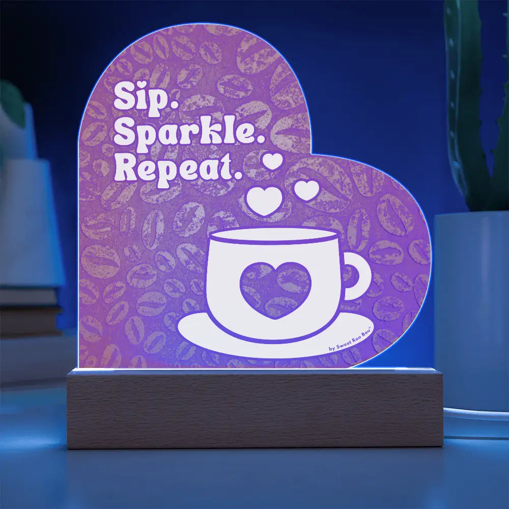 Add sparkle to your coffee bar with this heart-shaped LED acrylic plaque! A bold gift for lovers besties or boutique