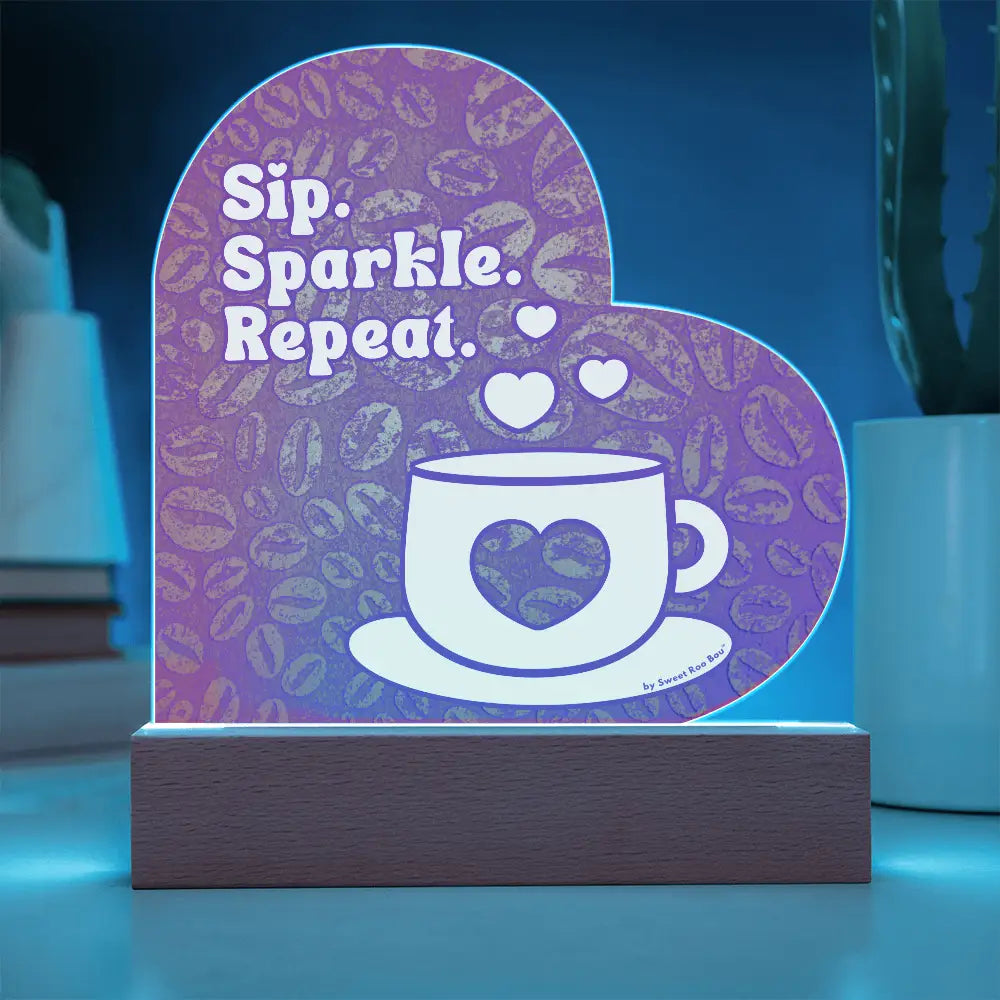Add sparkle to your coffee bar with this heart-shaped LED acrylic plaque! A bold gift for lovers besties or boutique
