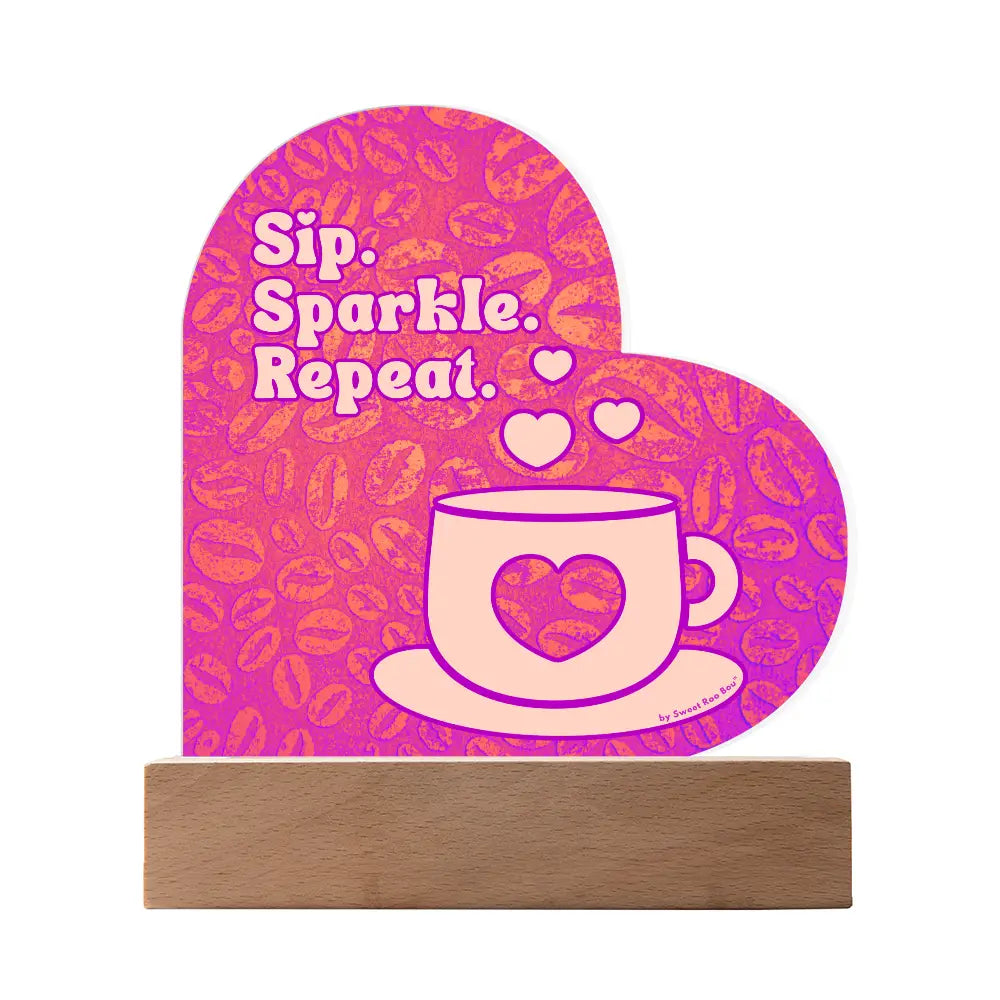 Add sparkle to your coffee bar with this heart-shaped LED acrylic plaque! A bold gift for lovers besties or boutique