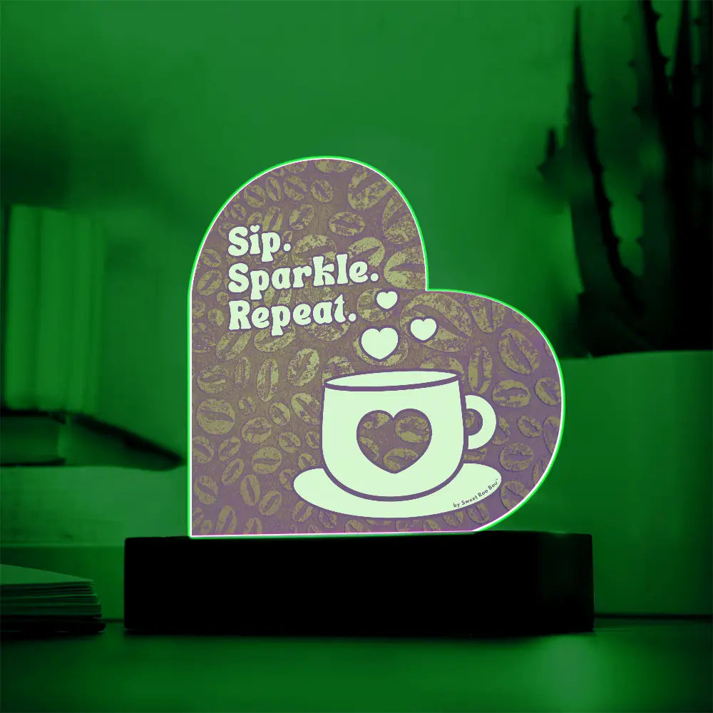 Add sparkle to your coffee bar with this heart-shaped LED acrylic plaque! A bold gift for lovers besties or boutique