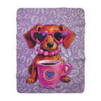 Ultra-soft sherpa fleece blanket featuring Roxy Roo art and plush warmth. Cozy coffee vibes boutique flair