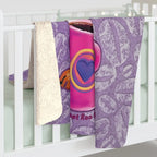 Ultra-soft sherpa fleece blanket featuring Roxy Roo art and plush warmth. Cozy coffee vibes boutique flair