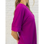 Stay comfy and stylish in the Comfy Cruising Biker Shorts Set Plum made from ultra soft brushed microfiber. A perfect