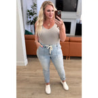 Upgrade your casual style with our Cooper High Rise Vintage Denim Judy Blue Joggers! The high-rise design and light