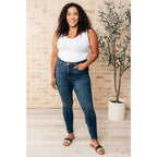 Say hello to your new wardrobe staple our Cora High Rise Control Top Skinny Jeans by Judy Blue. Featuring tummy control