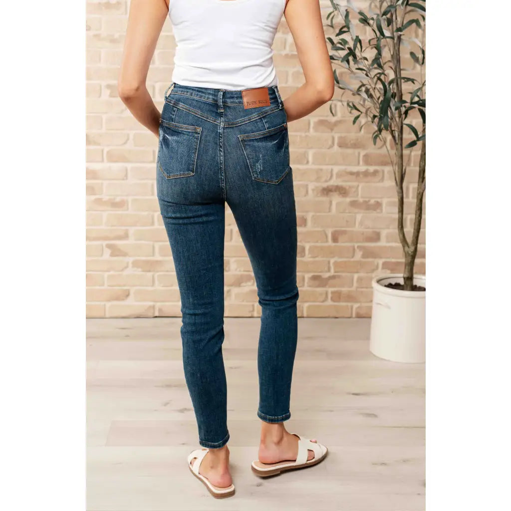 Say hello to your new wardrobe staple our Cora High Rise Control Top Skinny Jeans by Judy Blue. Featuring tummy control