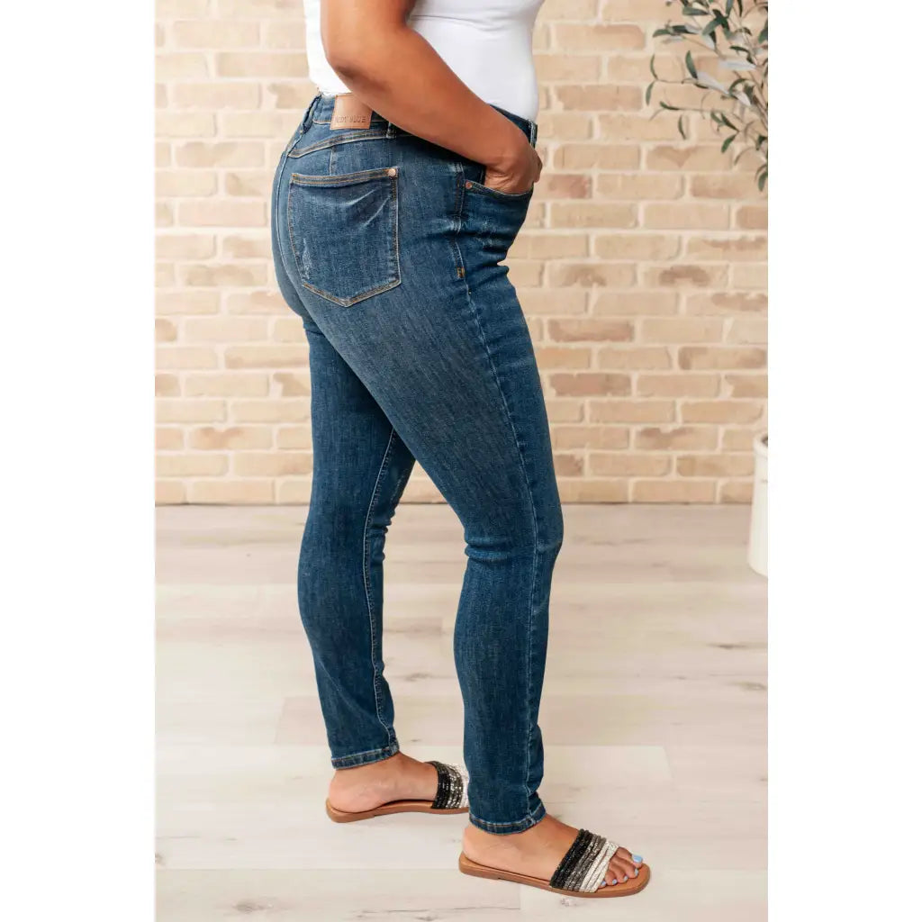 Say hello to your new wardrobe staple our Cora High Rise Control Top Skinny Jeans by Judy Blue. Featuring tummy control