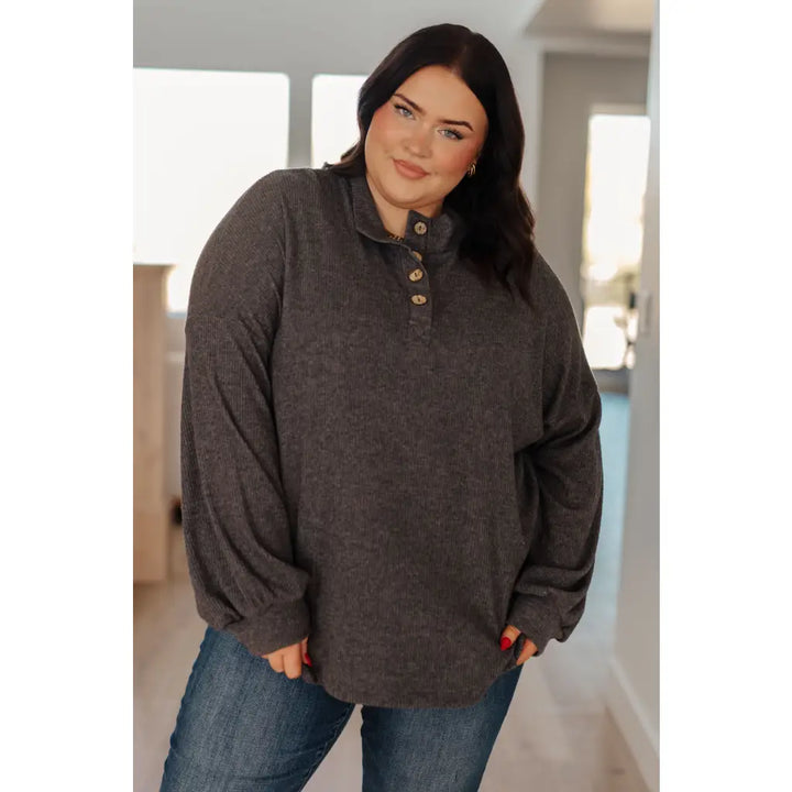 Cozy All Over Henley Top in Cocoa – Boujee Chic Comfort