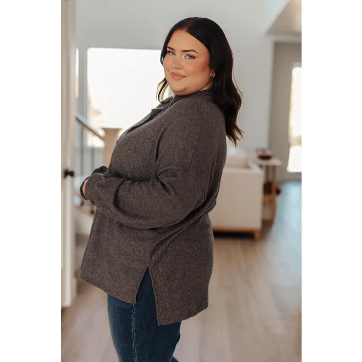 Cozy All Over Henley Top in Cocoa – Boujee Chic Comfort