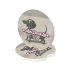 Muted dachshund car coaster featuring Roxy Roo. Soapstone with matte finish. Sold as single or set of 2. Made to order.